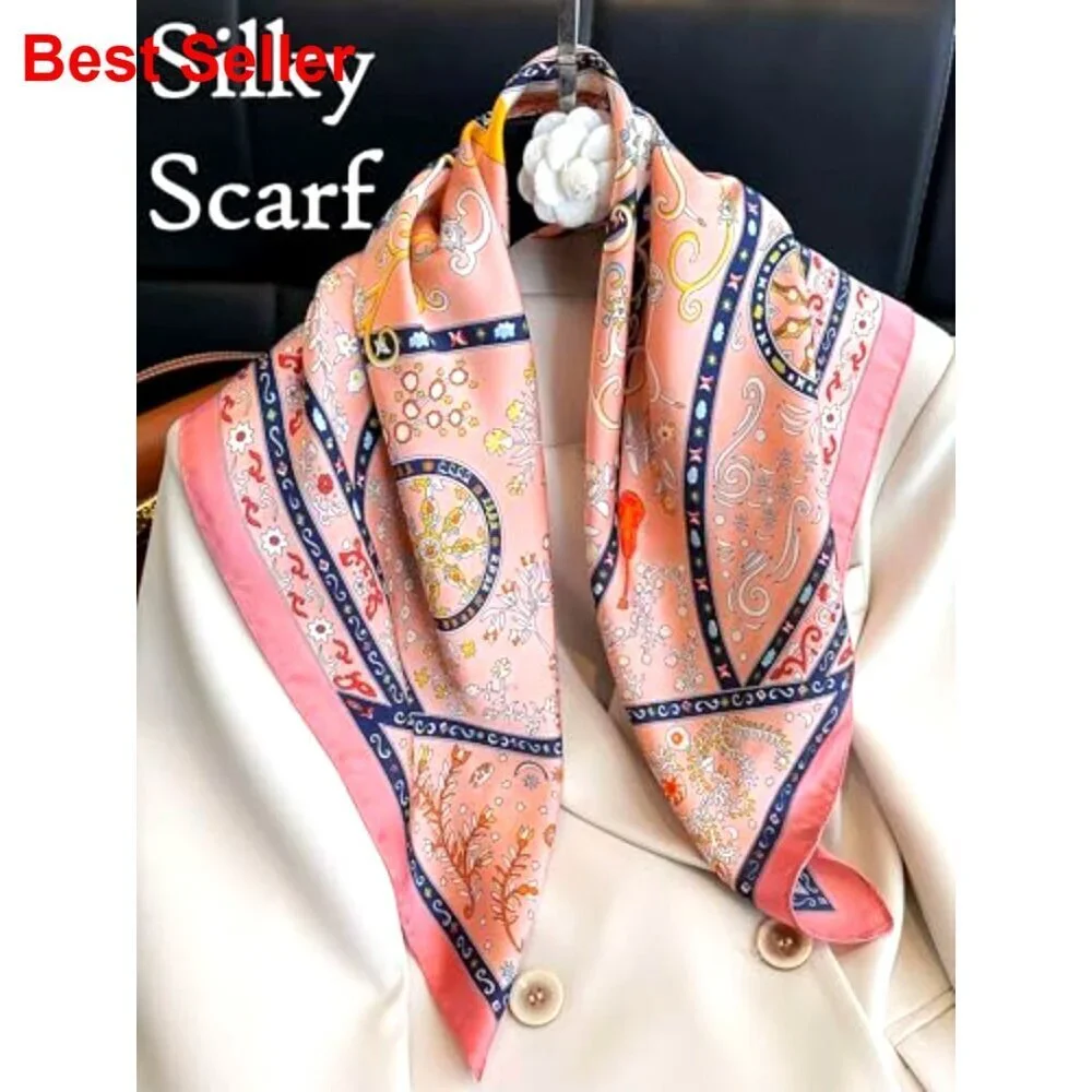 Silky Polyester Scarf for Women Lightweight Satin Head Wrap